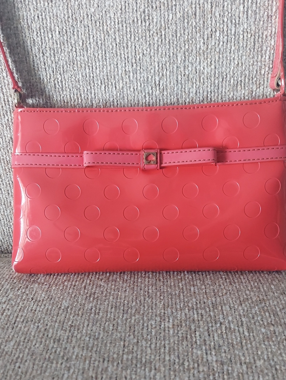 kate spade Coral Patent Polka Dot Crossbody with Decorative Buckle